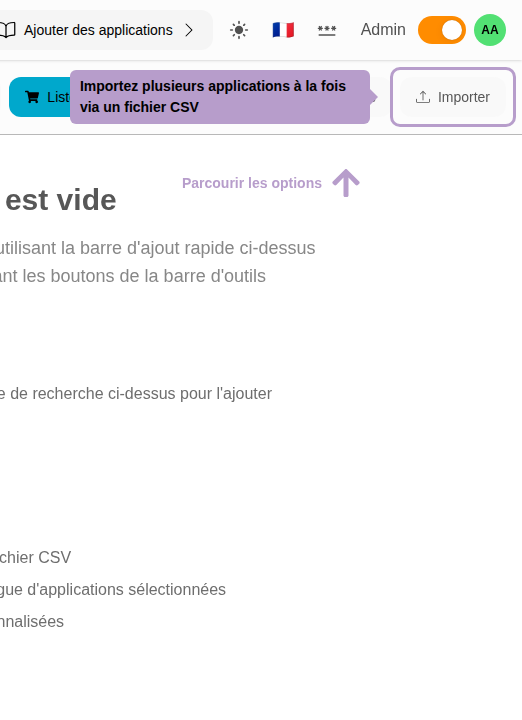 Importieren Sie mehrere Anwendungen gleichzeitig über eine CSV-Datei