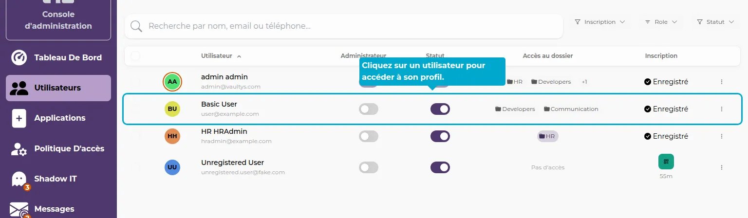 Benutzerreihenlayout