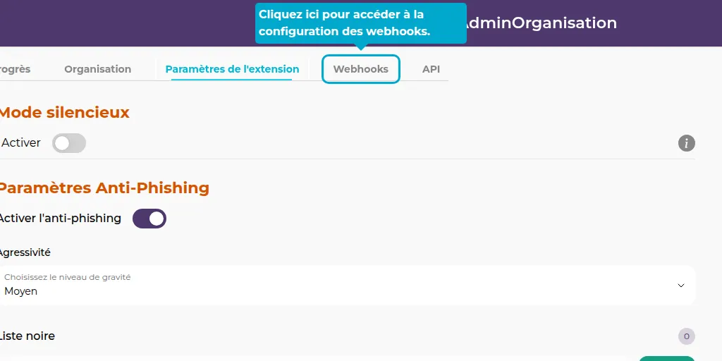 Webhooks-Registerkarte