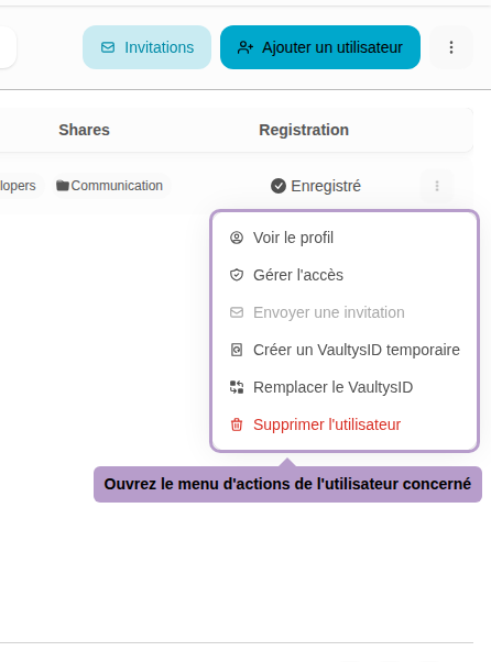 Open the actions menu for the user in question