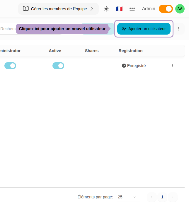 Click here to add a new user