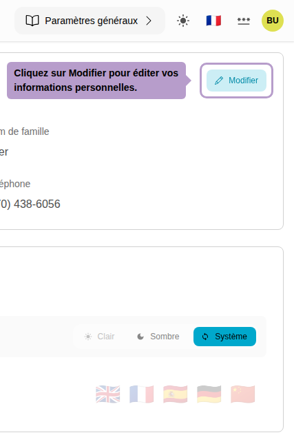 Click on Edit to modify your personal information.
