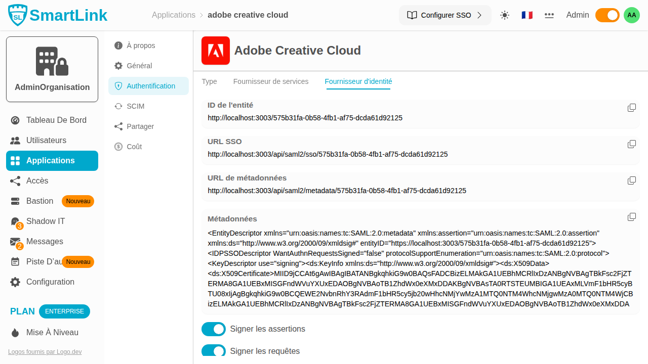 SAML身份提供商配置
