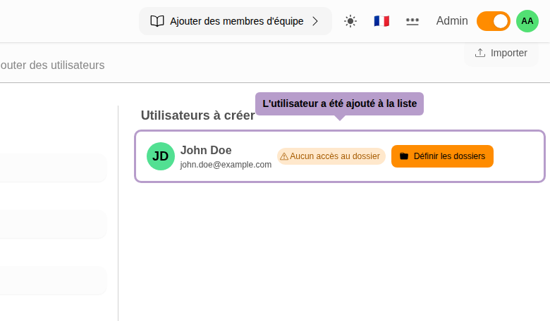 用户已添加到列表中