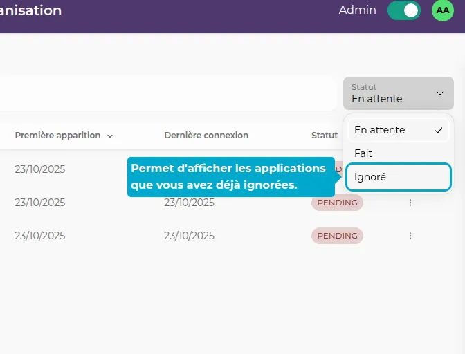 已忽略应用程序的过滤器
